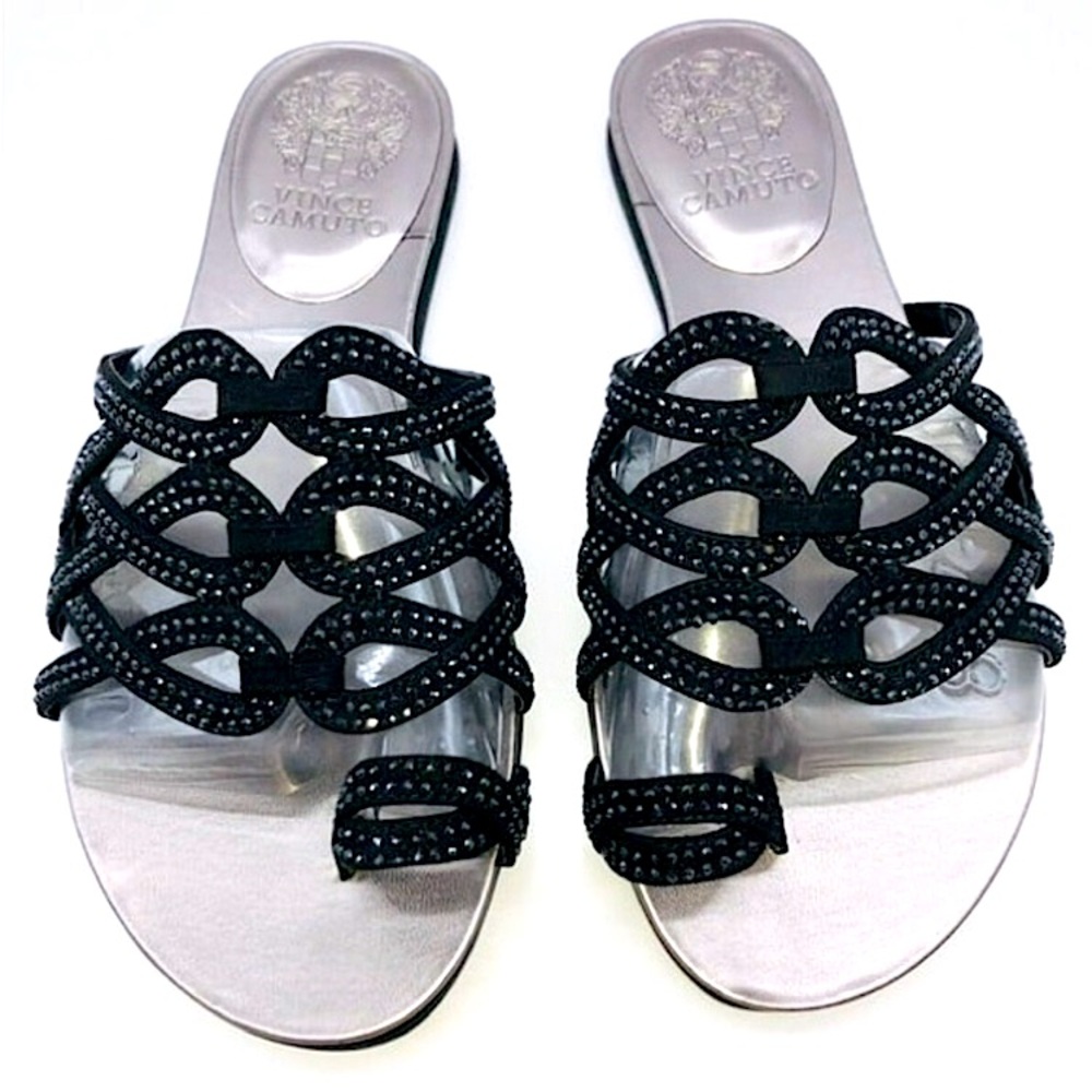 Vince Camuto Beaded and Embellished
Toe Loop Slide Sandals